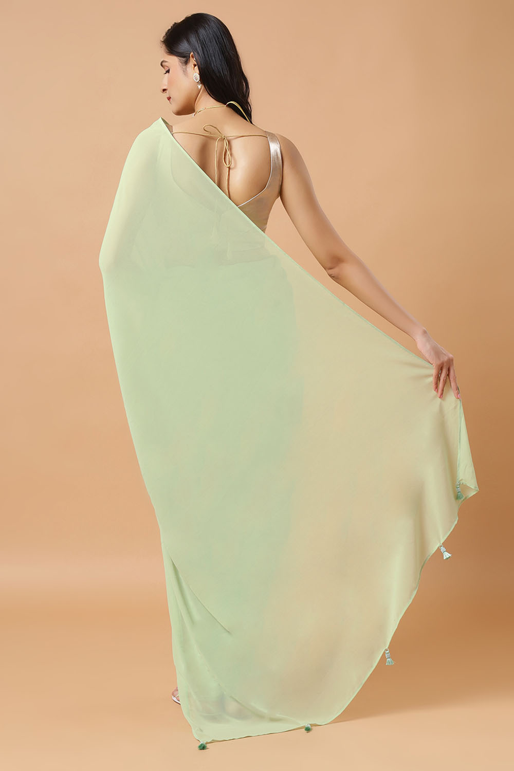 Pari Key Lime Green Georgette Ready to Wear Saree