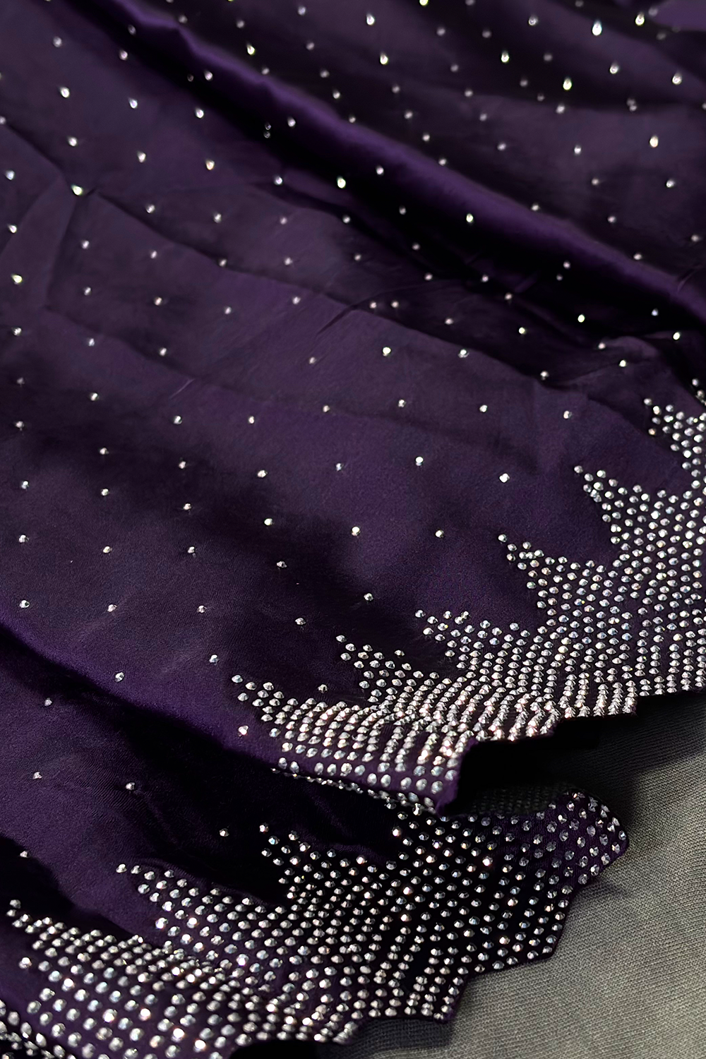 Taylor Dark Purple Satin Silk Embellished Designer Ready to Wear One Minute Saree