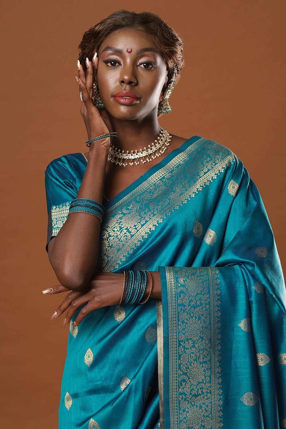 Afra Turquoise Art Silk Weave Ready to Wear One Minute Saree