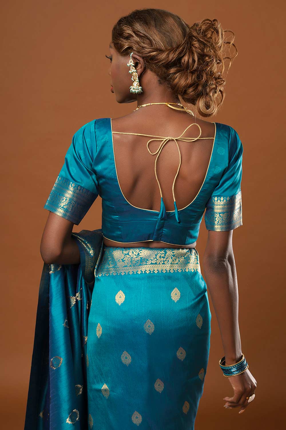 Afra Turquoise Art Silk Weave Ready to Wear One Minute Saree