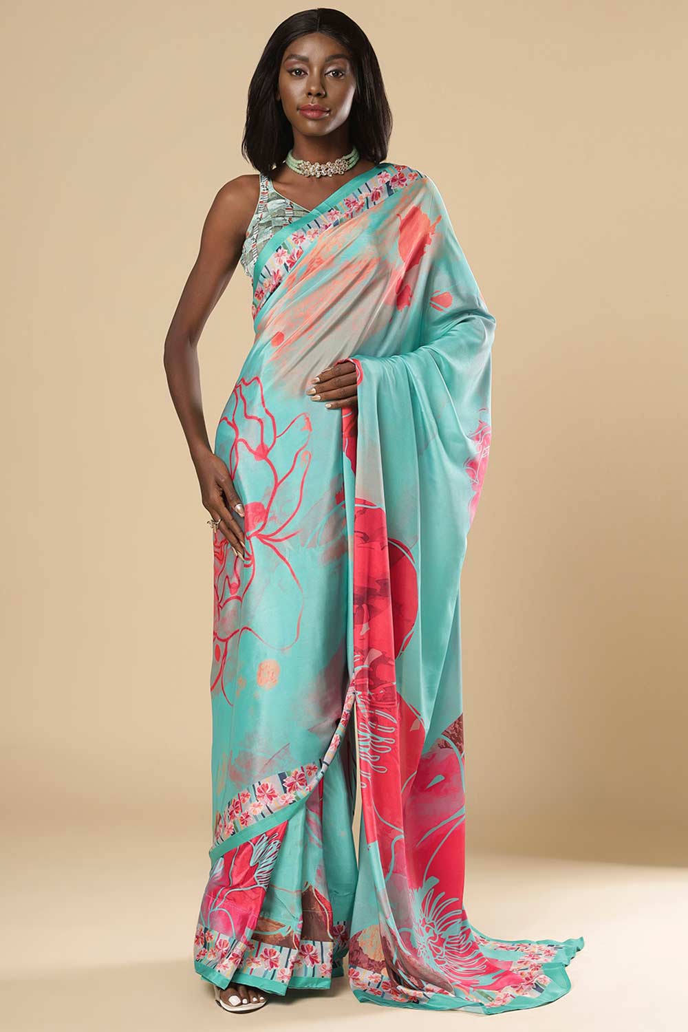 Kriss Green Floral One Minute Saree