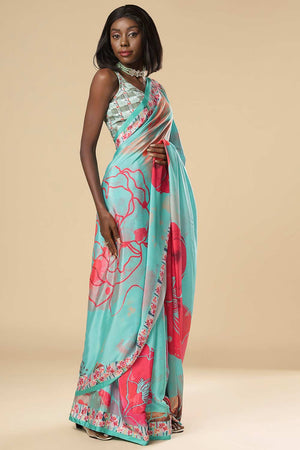Kriss Green Floral One Minute Saree