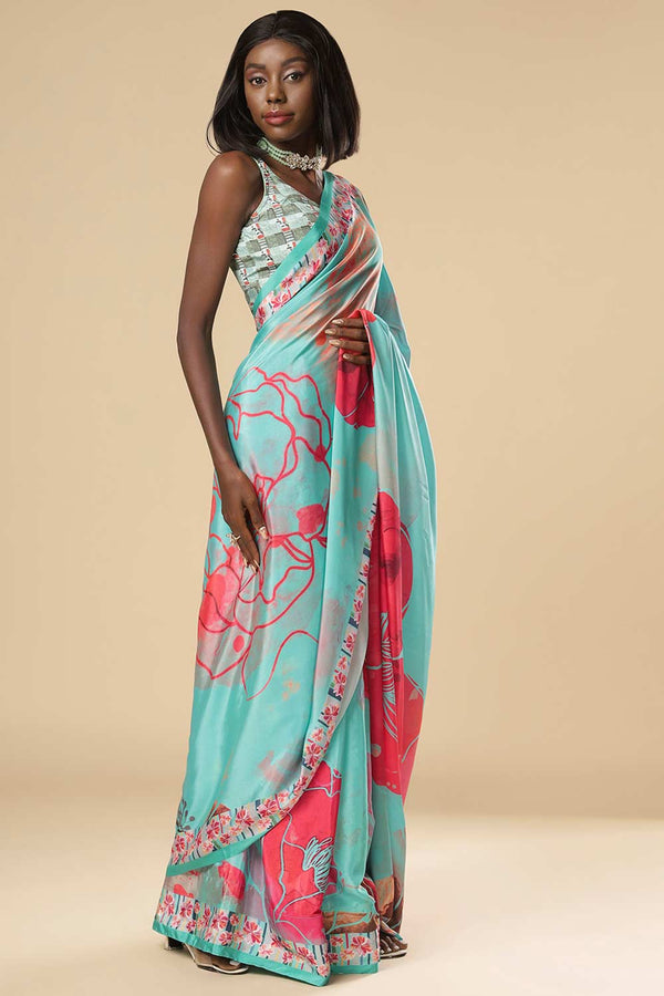 Kriss Green Floral One Minute Saree