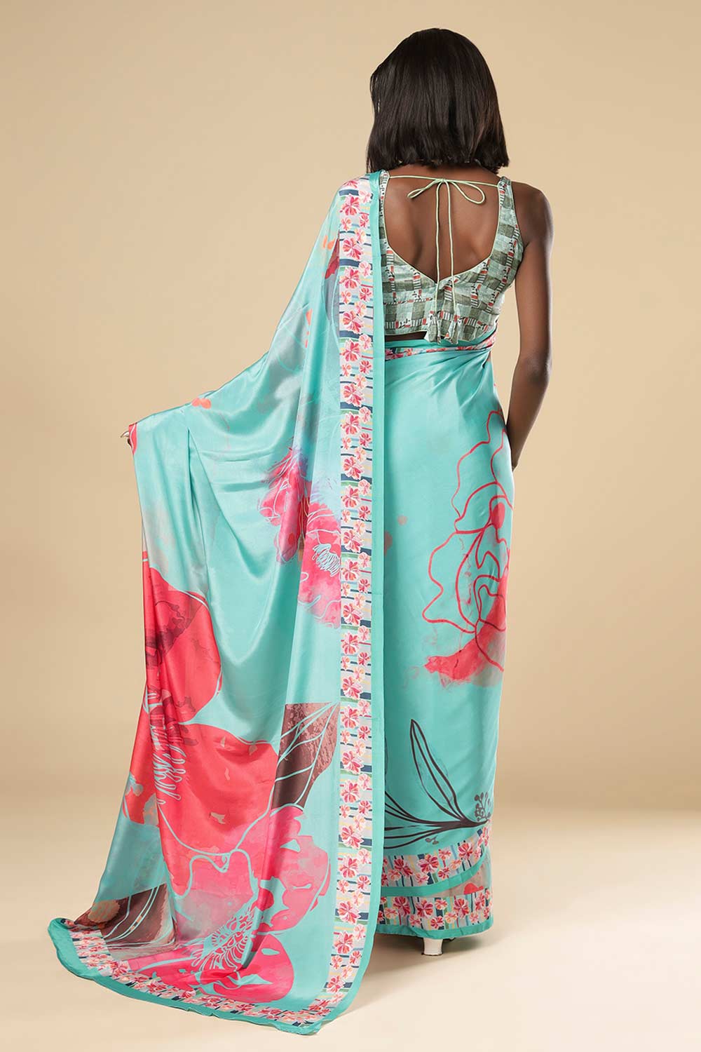 Kriss Green Floral One Minute Saree