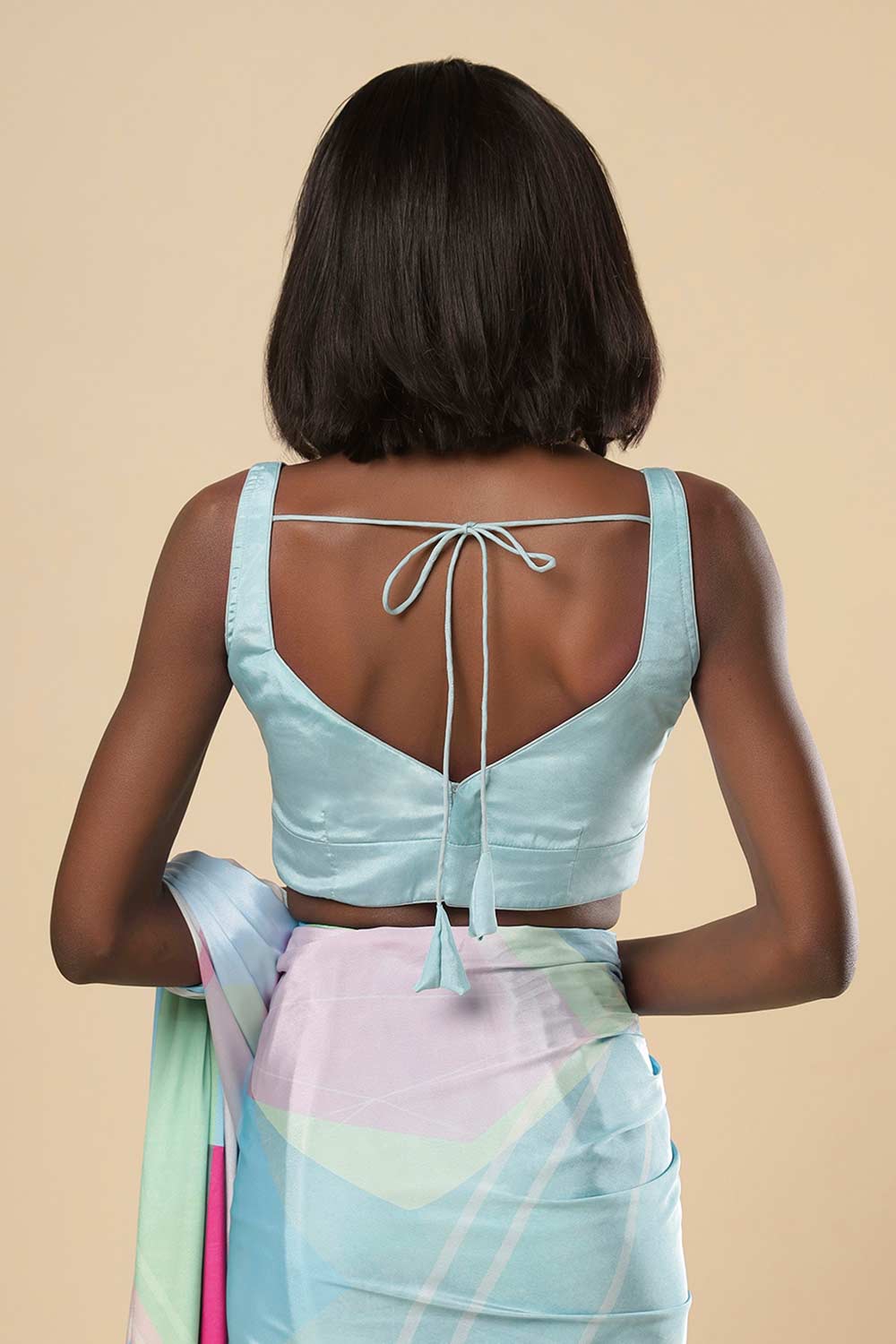 Kriss Turquoise Crepe Abstract Ready to Wear One Minute Saree