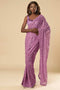 Huda Purple Georgette Sequins Ready to Wear One Minute Saree