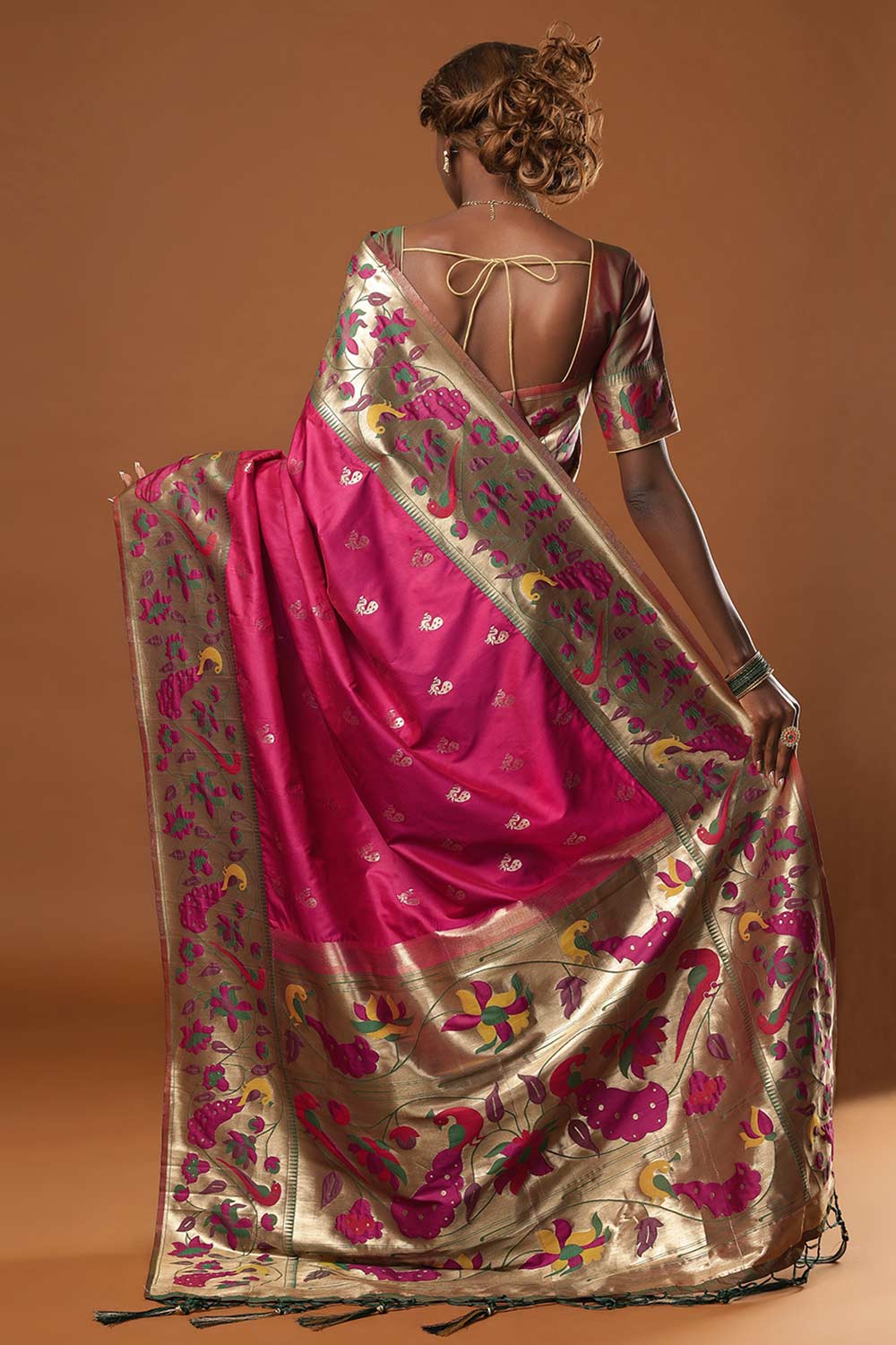 Misha Magenta Art Silk Paithani Ready to Wear One Minute Saree