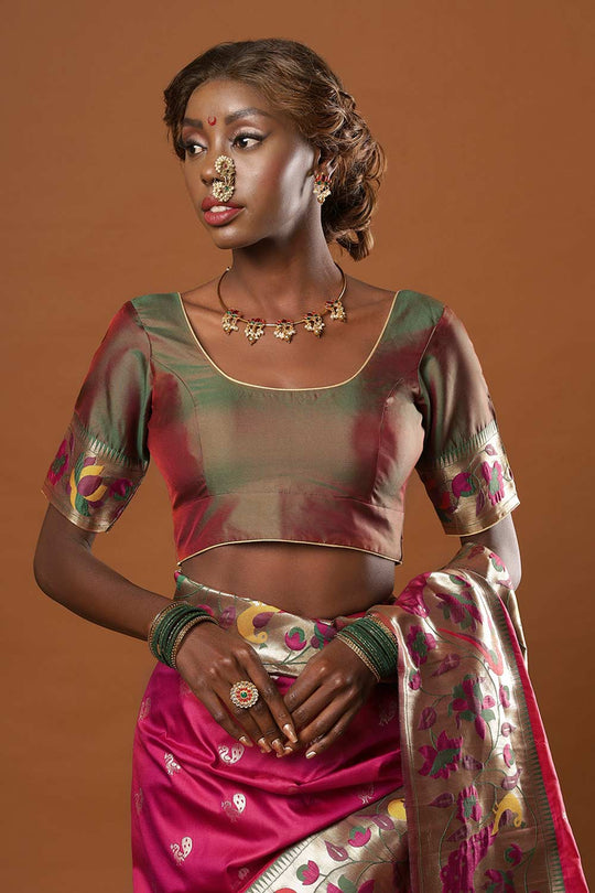 Misha Magenta Art Silk Paithani Ready to Wear One Minute Saree