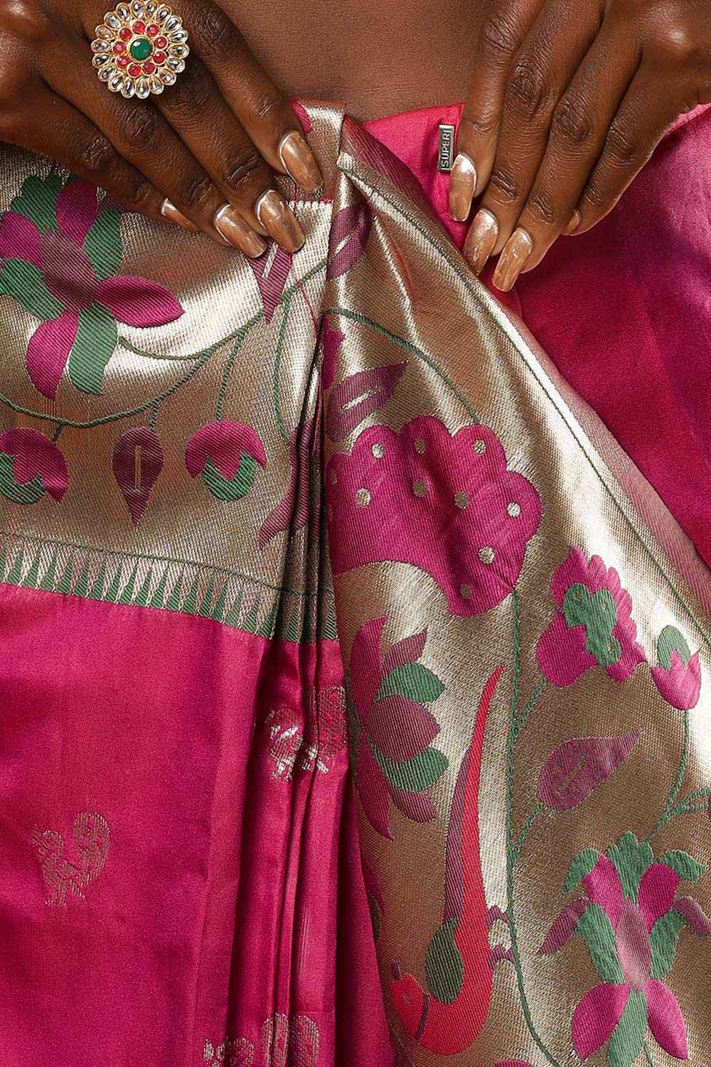 Misha Magenta Art Silk Paithani Ready to Wear One Minute Saree