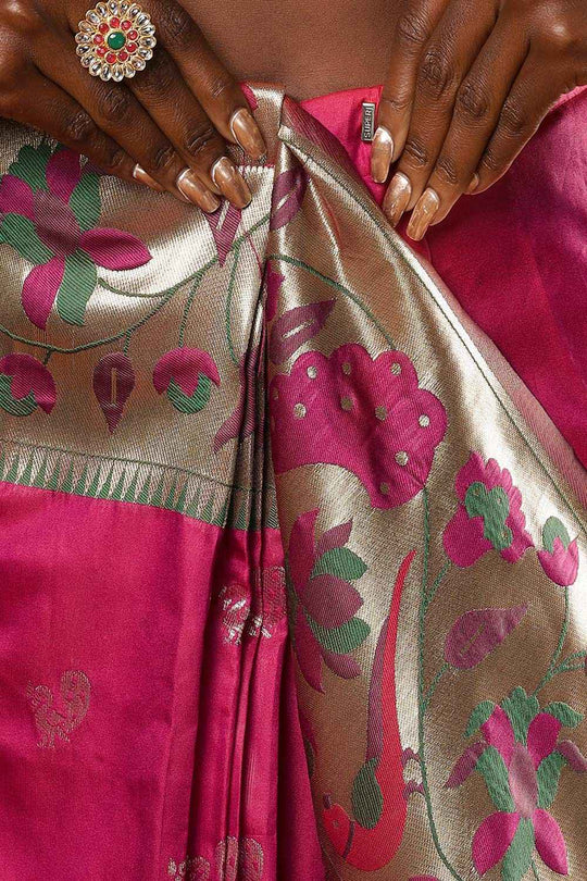 Misha Magenta Art Silk Paithani Ready to Wear One Minute Saree