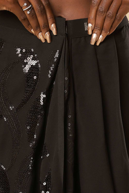 Amara Black Georgette Sequins Ready2Ship One Minute Saree