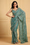 Sonja Sage Blue Paper Silk Designer Handwork Ready to Wear Saree