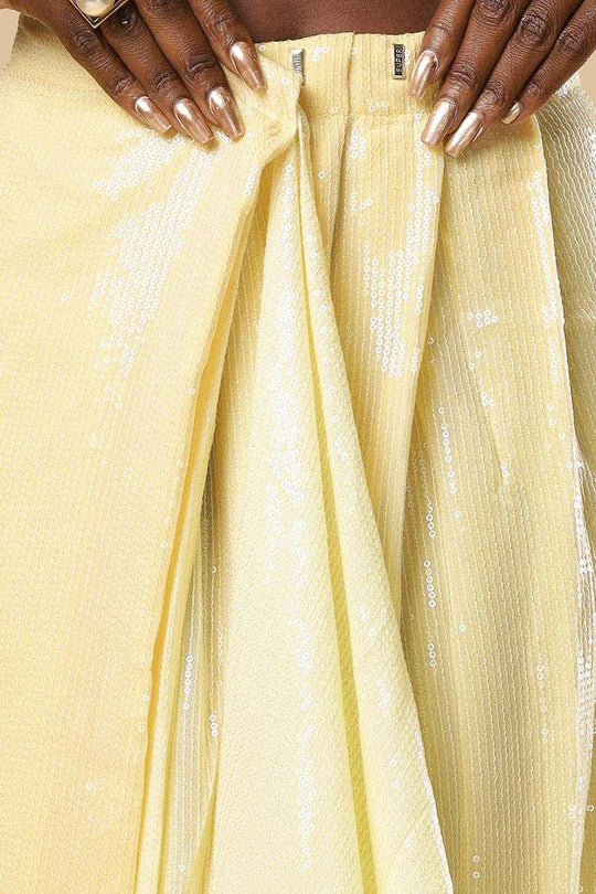 Sana White & Yellow Ombre Sequins One Minute Saree