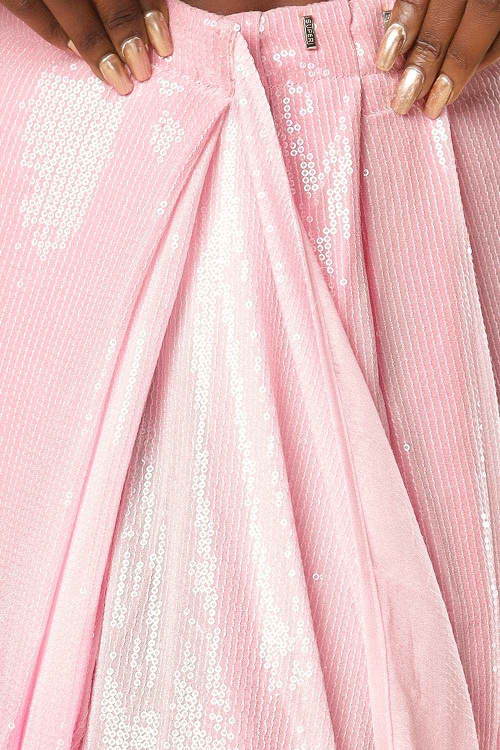 Kajol White & Pink Ombre Sequins One Minute Saree