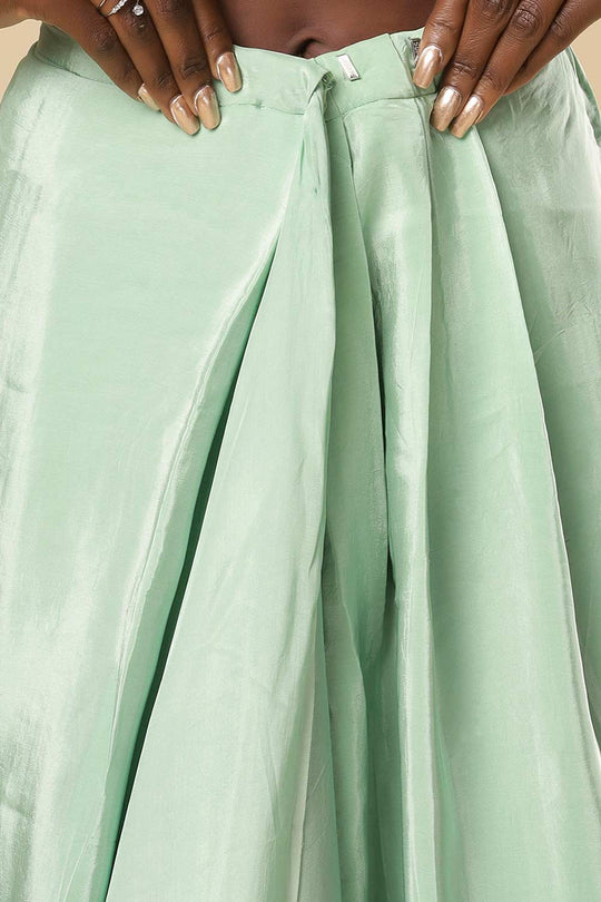 Cerah Green & Mint Ombre Satin One Minute Saree