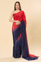 Mayleen Red Satin Crepe Ombre Ready to Wear One Minute Saree