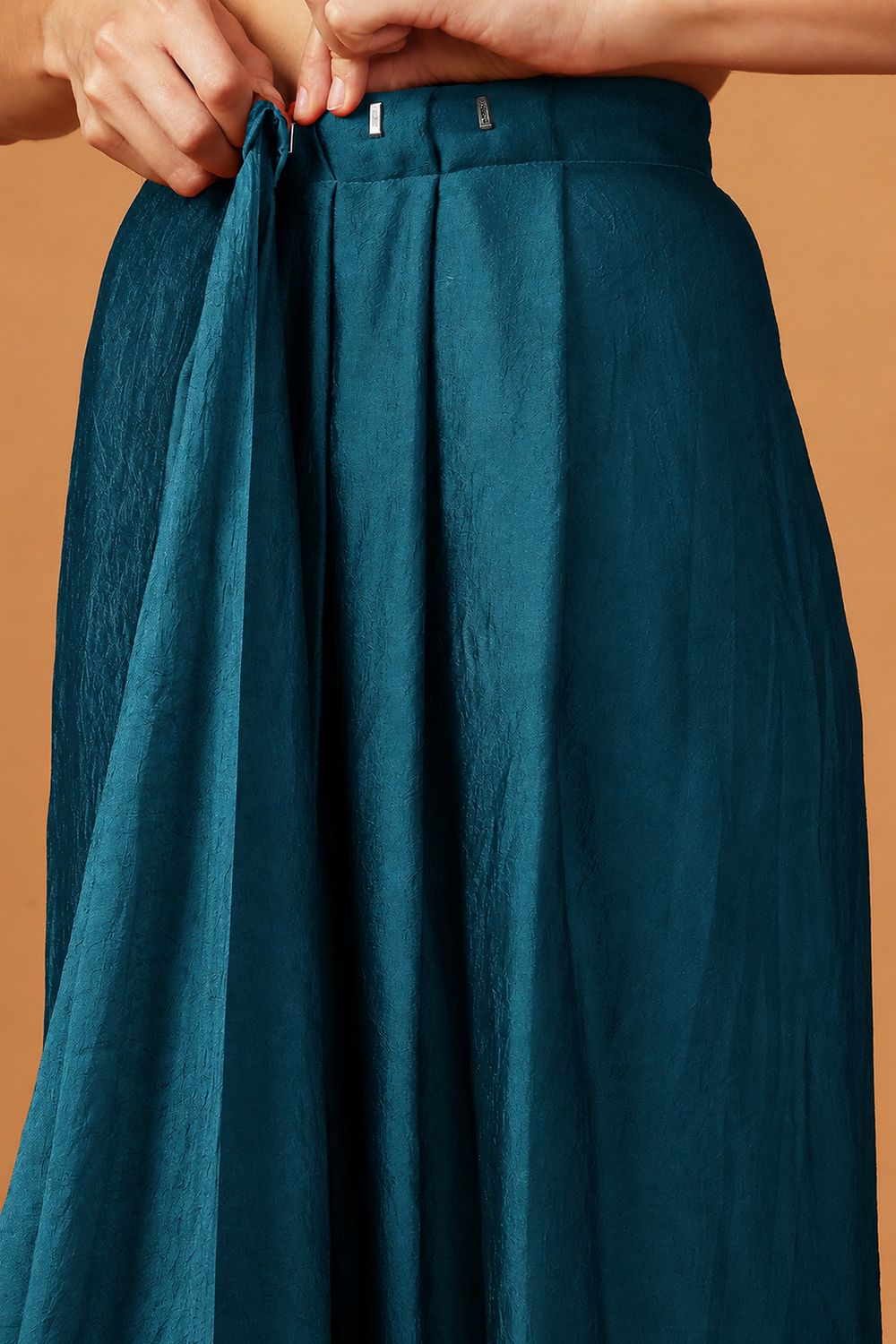 Siyara Teal Crepe Handwork Embellished Ready to Wear Saree