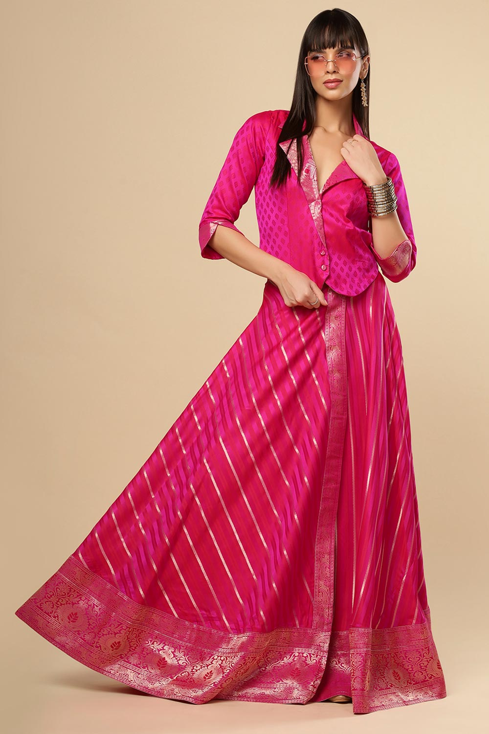 saree dress pink Exquisite looking pink saree with detailed mirror and beads work along with fancy blouse Aparnaa Sarees