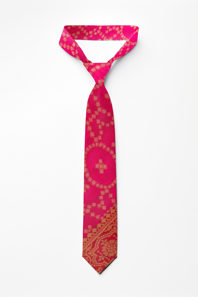 Buy One Minute Saree Ethnic Gold Motif Silk Pink Tie Online