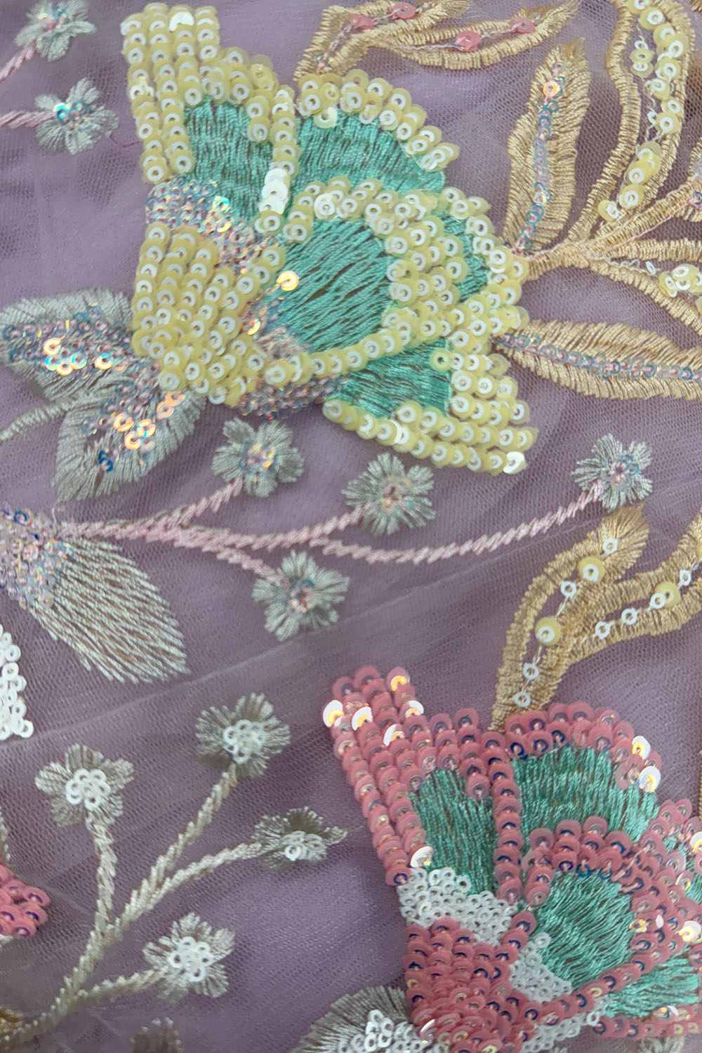 Mansa Mauve Zari &amp; Floral Sequins Lehenga Saree