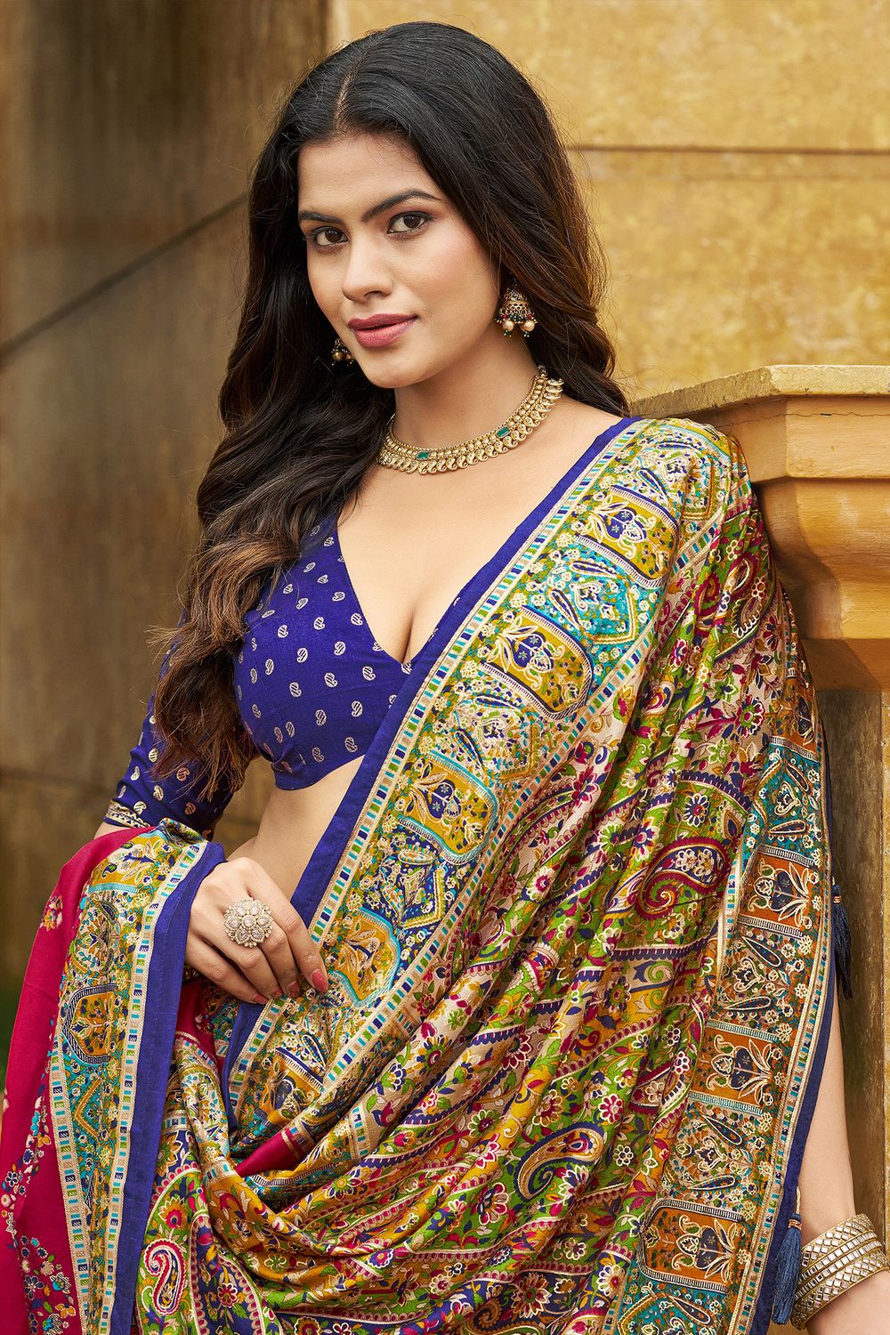 Sadie Pink Silk Foil Printed Ready to Wear One Minute Saree