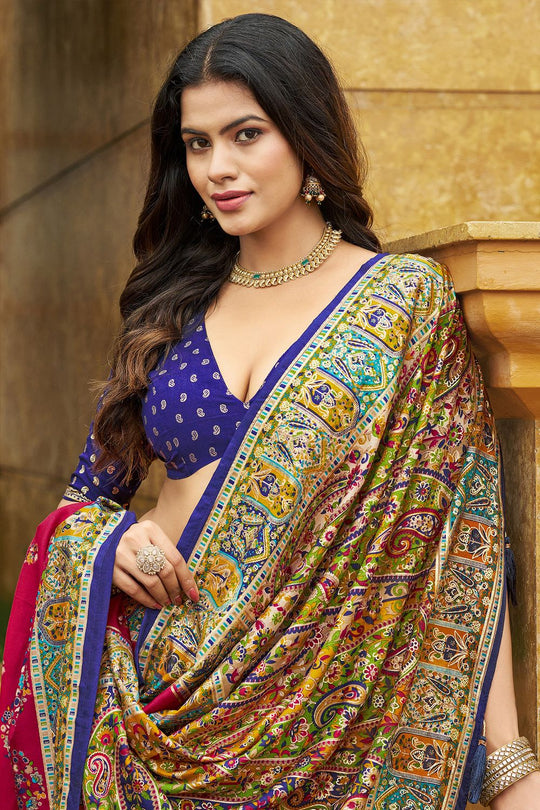Sadie Pink Silk Foil Printed Ready to Wear One Minute Saree