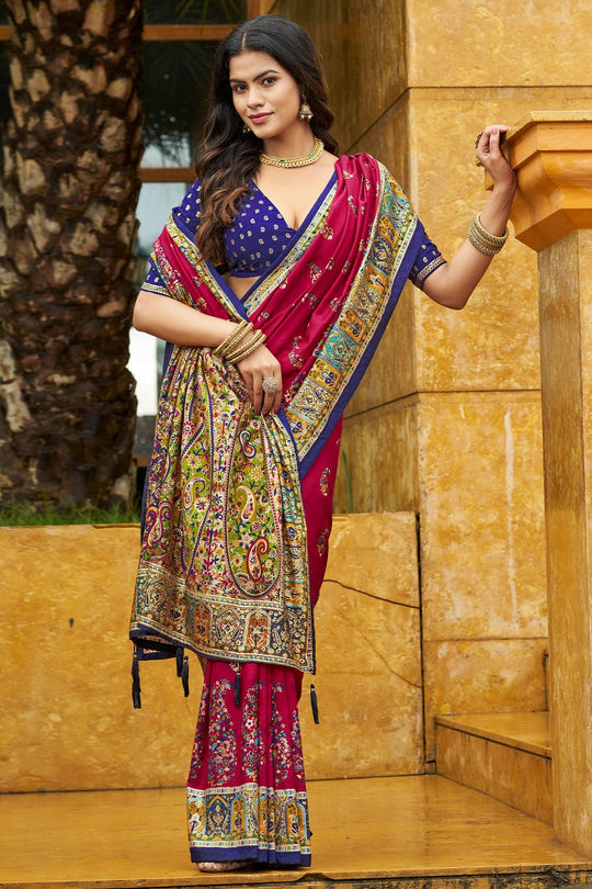 Sadie Pink Silk Foil Printed Ready to Wear One Minute Saree