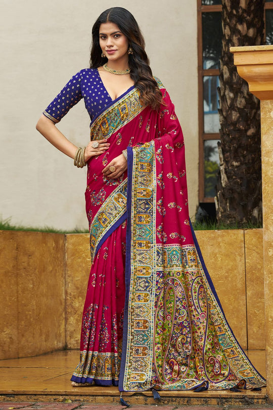 Sadie Pink Silk Foil Printed Ready to Wear One Minute Saree