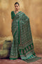 Carina Green Modal Satin Ajrakh Print with Traditional Motifs Ready to Wear Saree