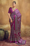 Carina Magenta Modal Satin Ajrakh Print with Traditional Motifs Ready to Wear Saree