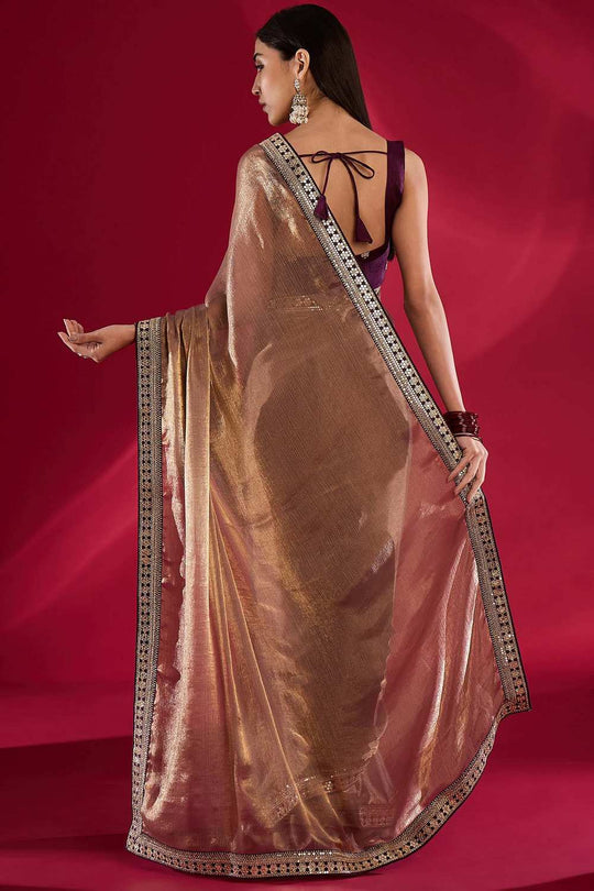 Mena Mauve Metallic Shimmer Chiffon One Minute Saree