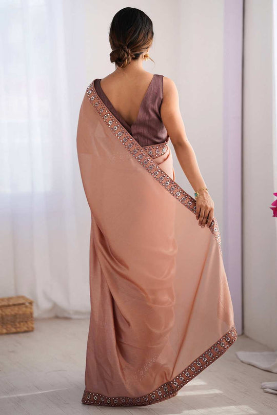 Lori Brown Vichitra Silk Solid Ready To Wear One Minute Saree