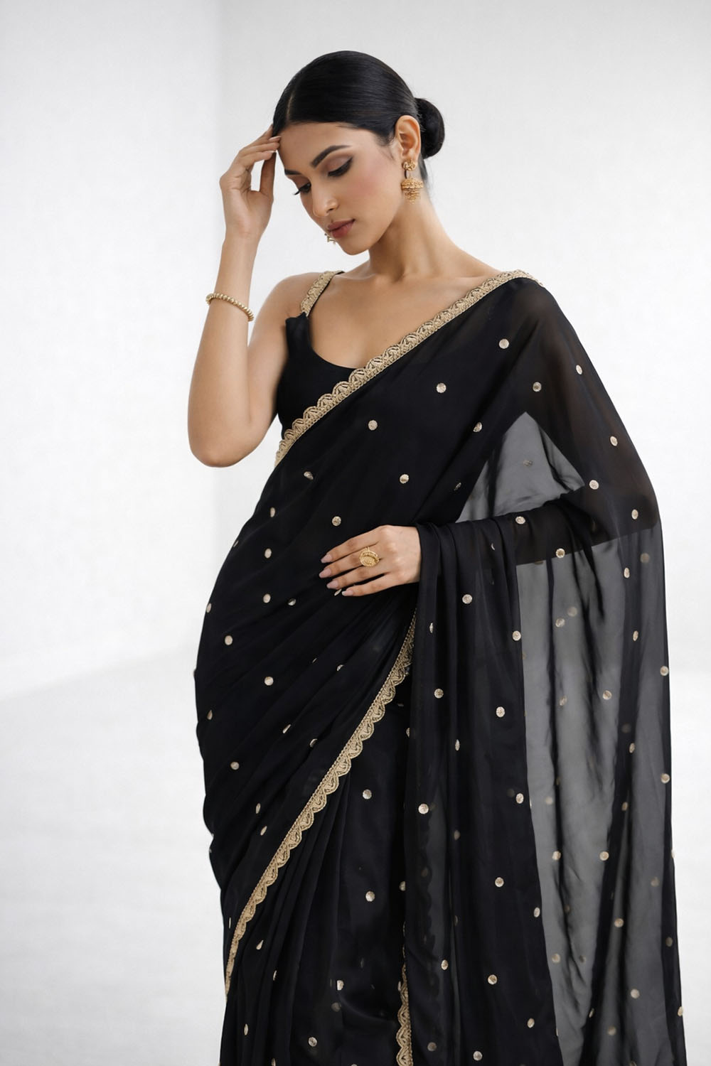 Trisha Black Georgette Embroidered Minute Saree