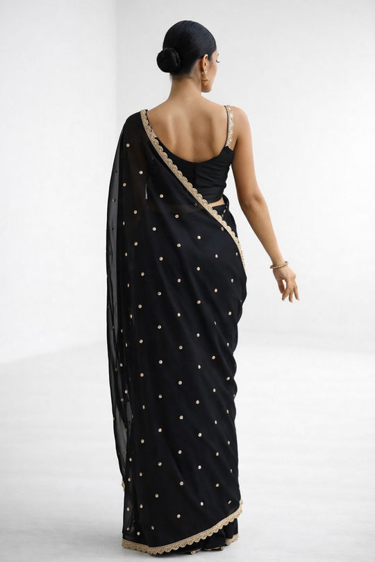 Trisha Black Georgette Embroidered Minute Saree