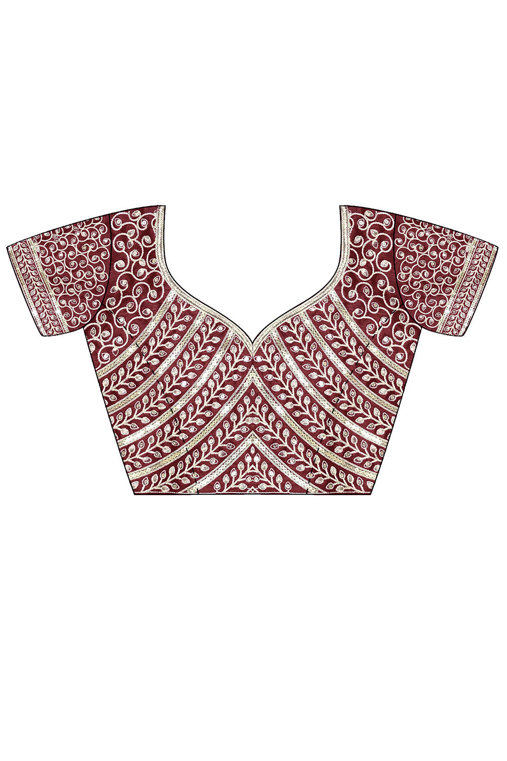 Minal Maroon Organza Embroidered Ready To Wear One Minute Saree