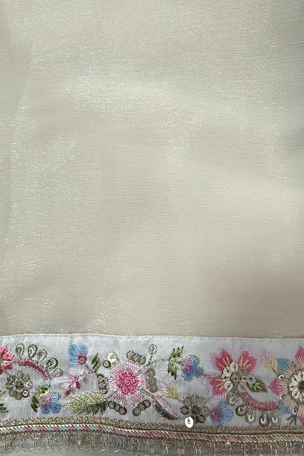 Trisha Off White Georgette Solid Ready To Wear One Minute Saree