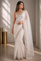 Trisha Off White Georgette Solid Ready To Wear One Minute Saree