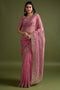 Rani Pink Net Embroidered Ready to Wear Saree