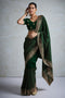 Rory Bottle Green Vichitra Silk Zari Border Ready to Wear Saree