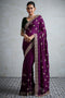 Rory Purple Vichitra Silk Zari Motif Border Ready to Wear Saree