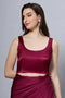 Reema Magenta Satin Comfort Stretch™  Deep U Adjustable Tie Back Blouse
