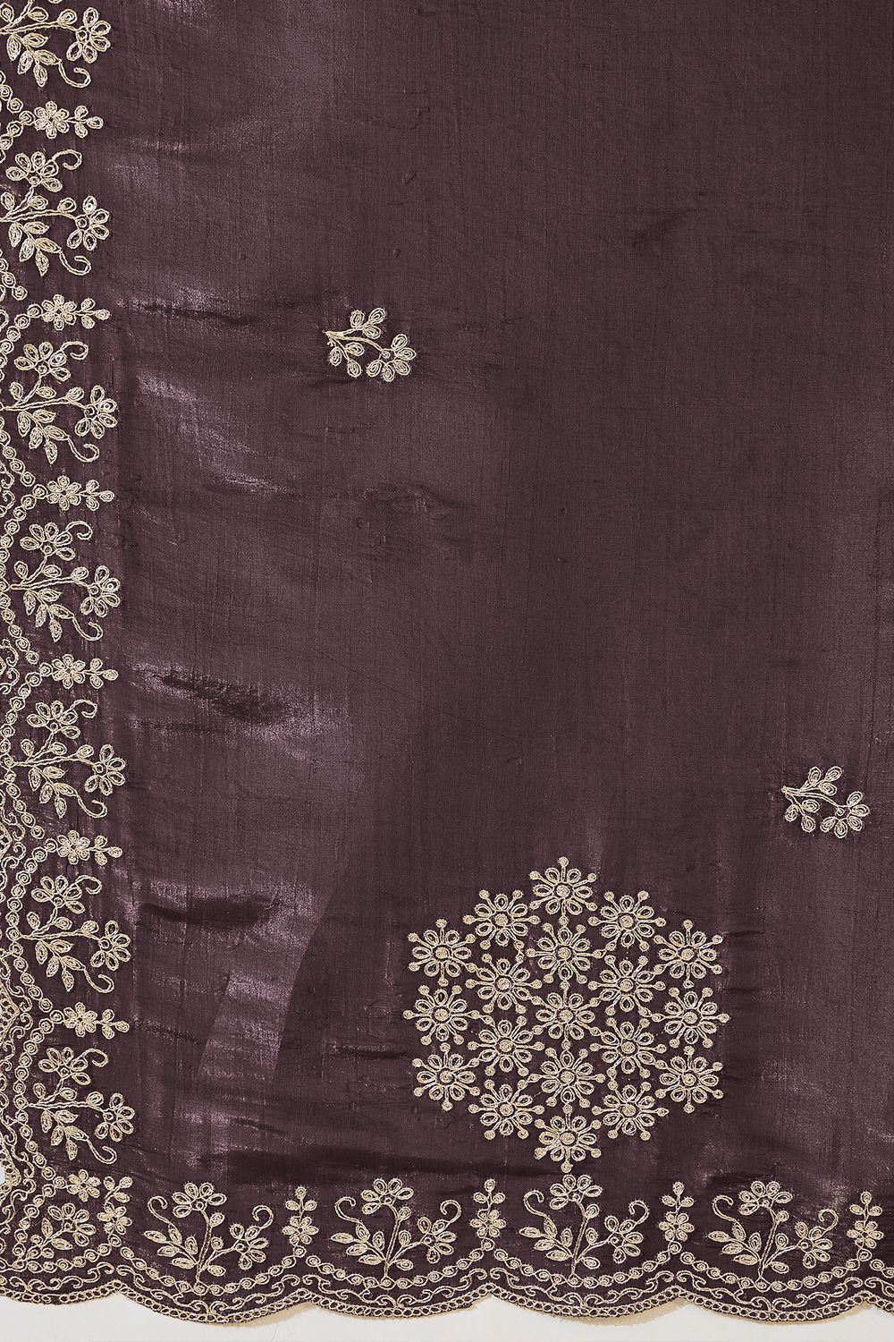 Milli Brown Tissue Zari Embroidered Ready to Wear Saree