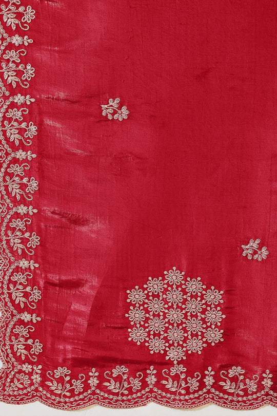 Milli Red Tissue Zari Embroidered Ready to Wear Saree