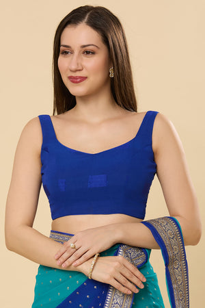Celia Teal and Blue Printed Georgette Ready to Wear Saree