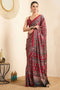 Rakhi Maroon Crepe Ajrakh Printed Ready To Wear Saree
