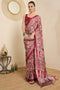 Rakhi Red Crepe Ajrakh Printed Ready To Wear Saree