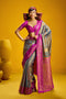 Rubia Magenta & Teal Pure Silk Handloom Zari Checkered Ready to Wear Saree