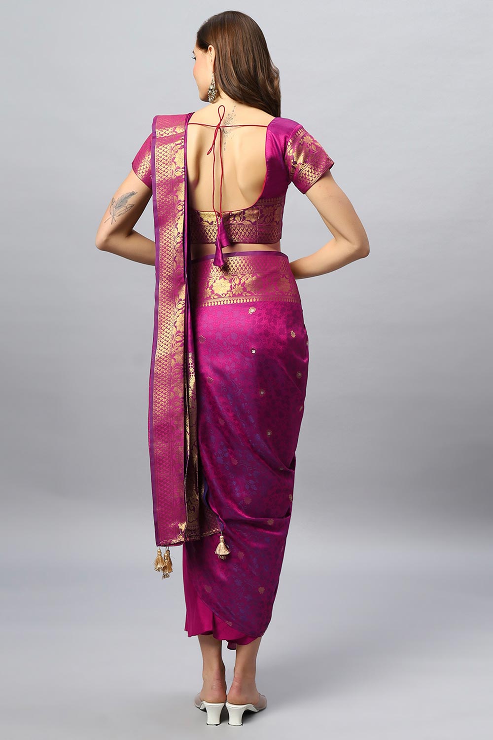 Rubia Magenta Banarasi Sarong Saree