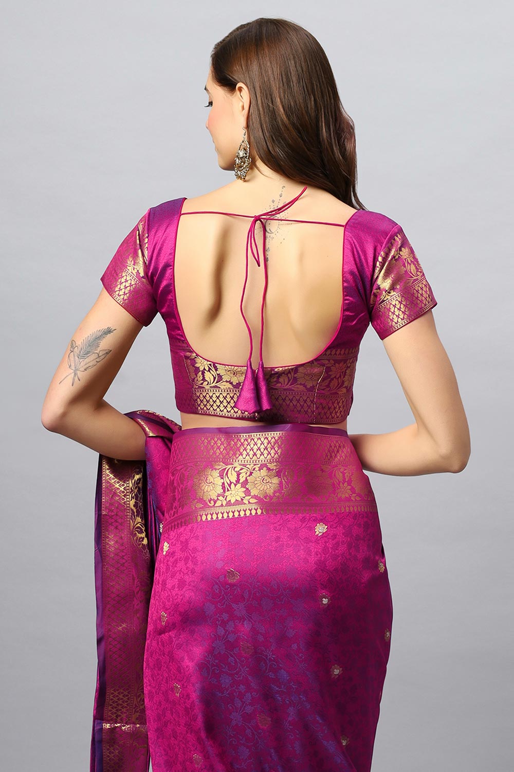 Rubia Magenta Banarasi Sarong Saree