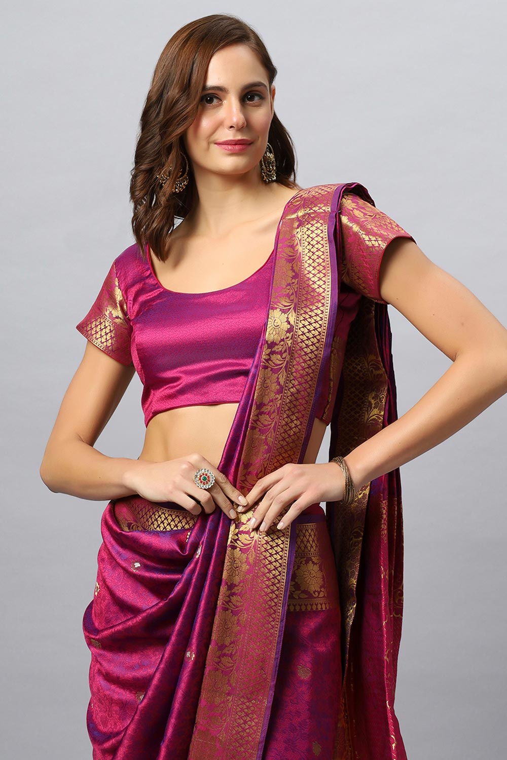 Rubia Magenta Banarasi Sarong Saree